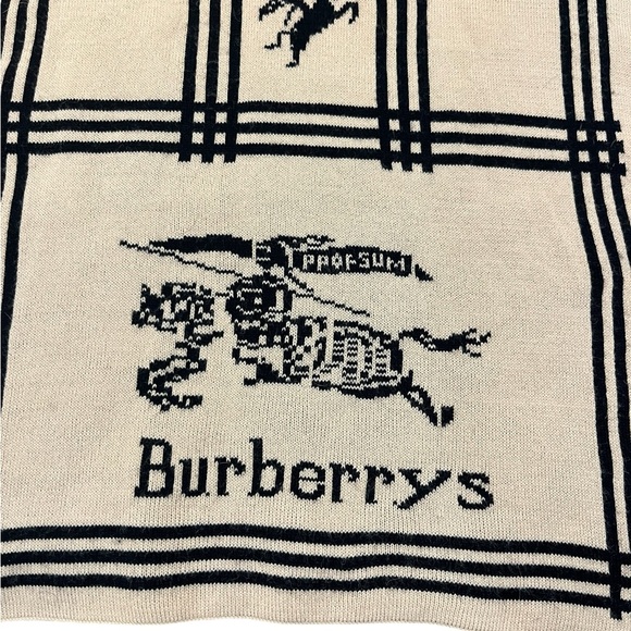 Burberry London Burberrys Equestrian Knit Scarf Double Sided Winter Lux - Picture 4 of 13